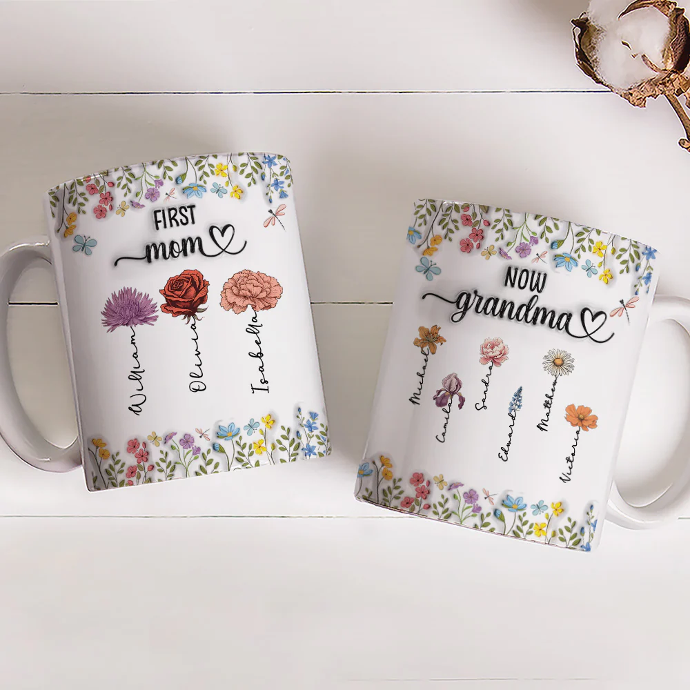First Mom Now Nana - Personalized Custom 3D Inflated Effect Coffee Mug - Image 2
