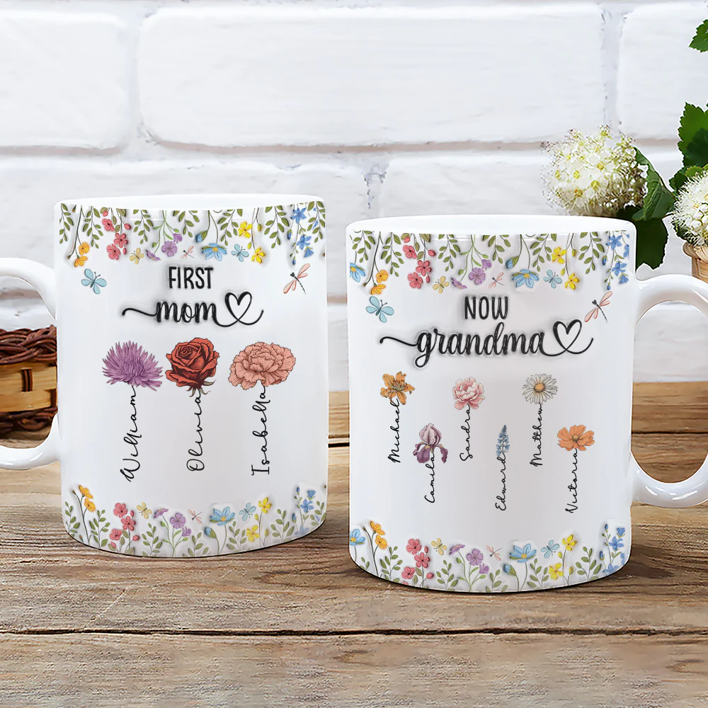 First Mom Now Nana - Personalized Custom 3D Inflated Effect Coffee Mug - Image 3