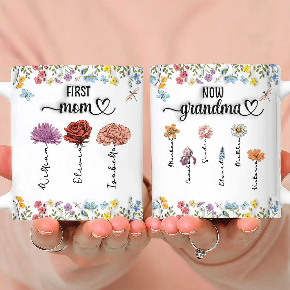 First Mom Now Nana - Personalized Custom 3D Inflated Effect Coffee Mug - Image 4