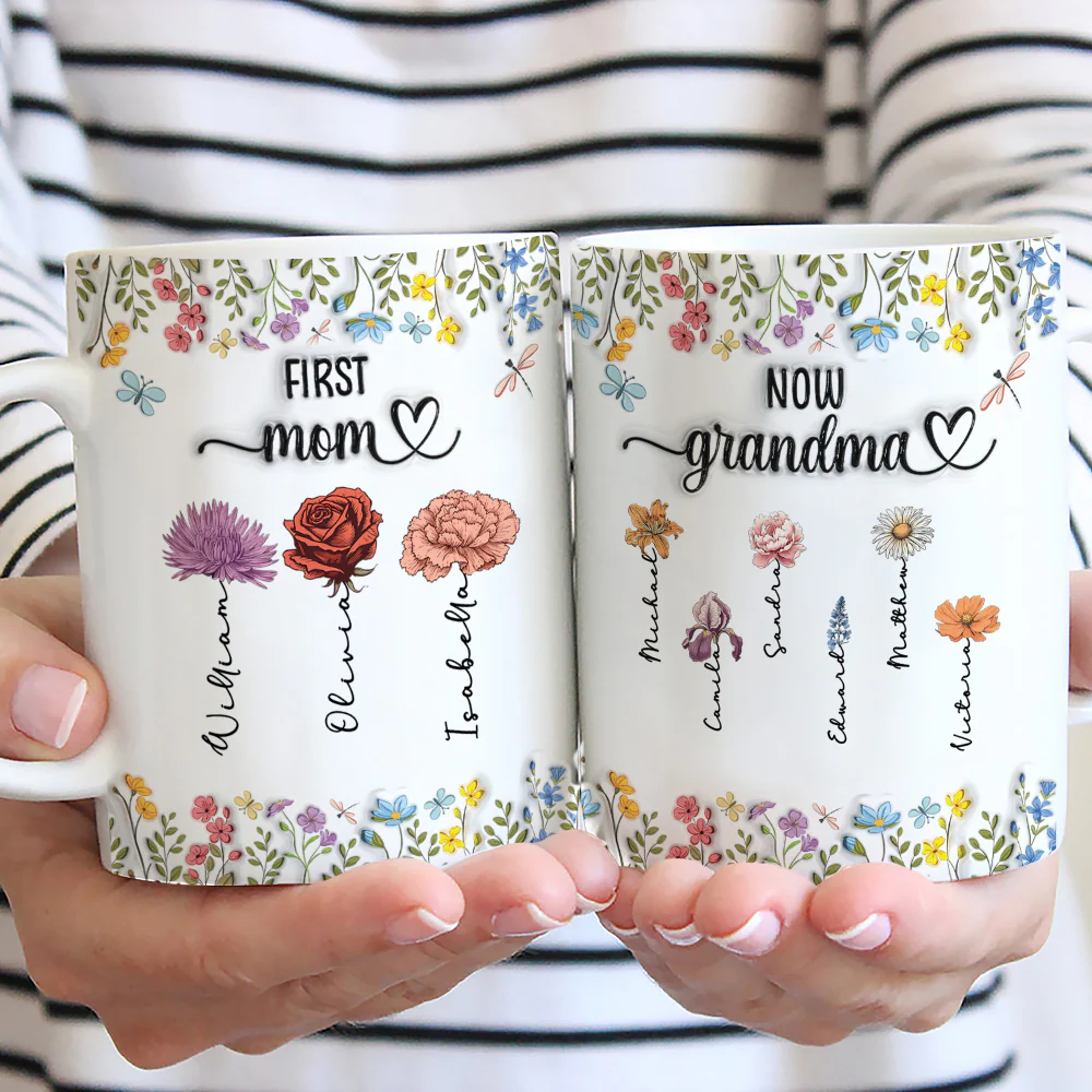First Mom Now Nana - Personalized Custom 3D Inflated Effect Coffee Mug - Image 5