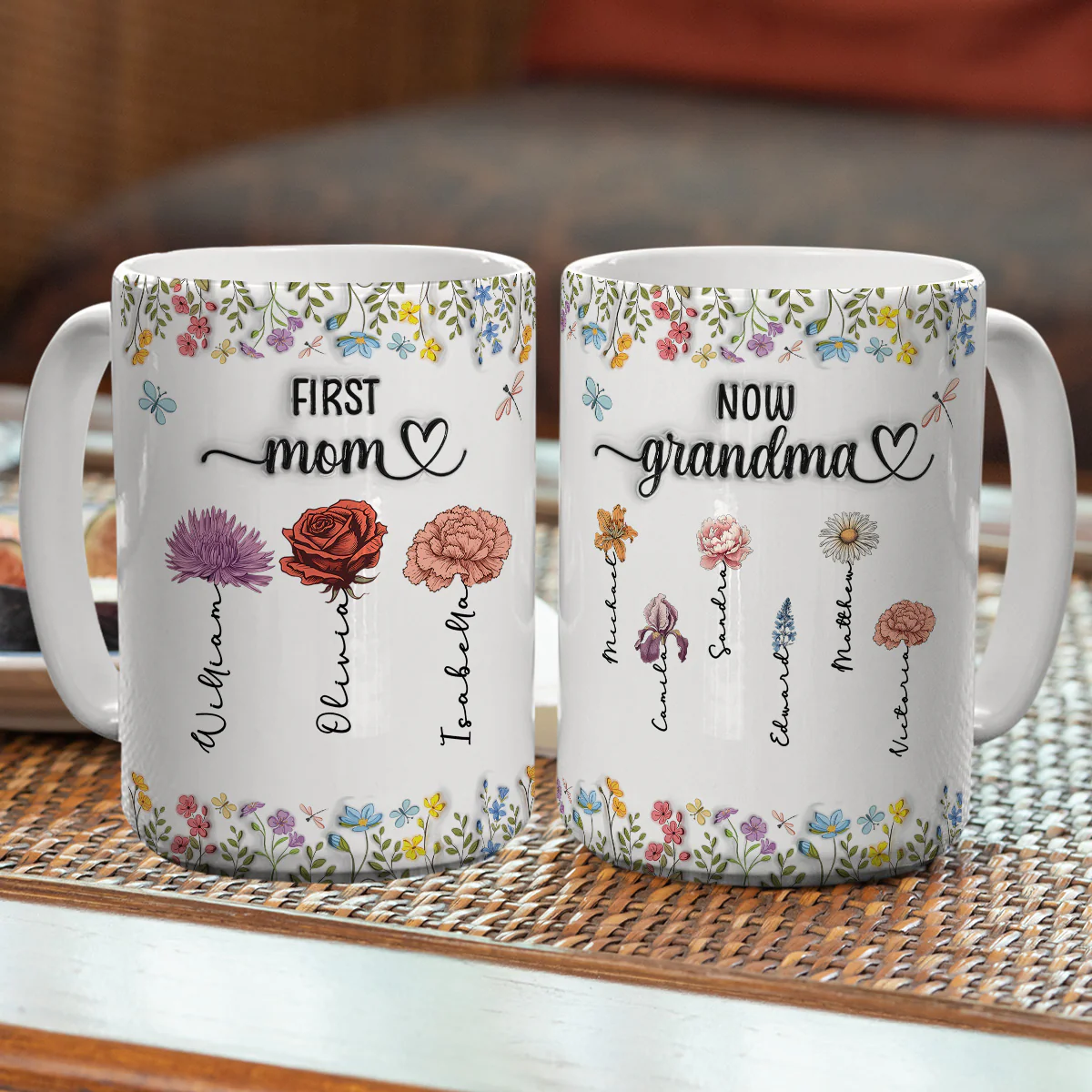 First Mom Now Nana - Personalized Custom 3D Inflated Effect Coffee Mug - Image 7