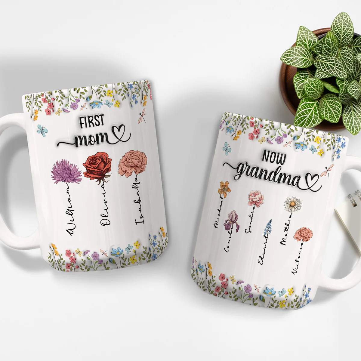 First Mom Now Nana - Personalized Custom 3D Inflated Effect Coffee Mug - Image 9