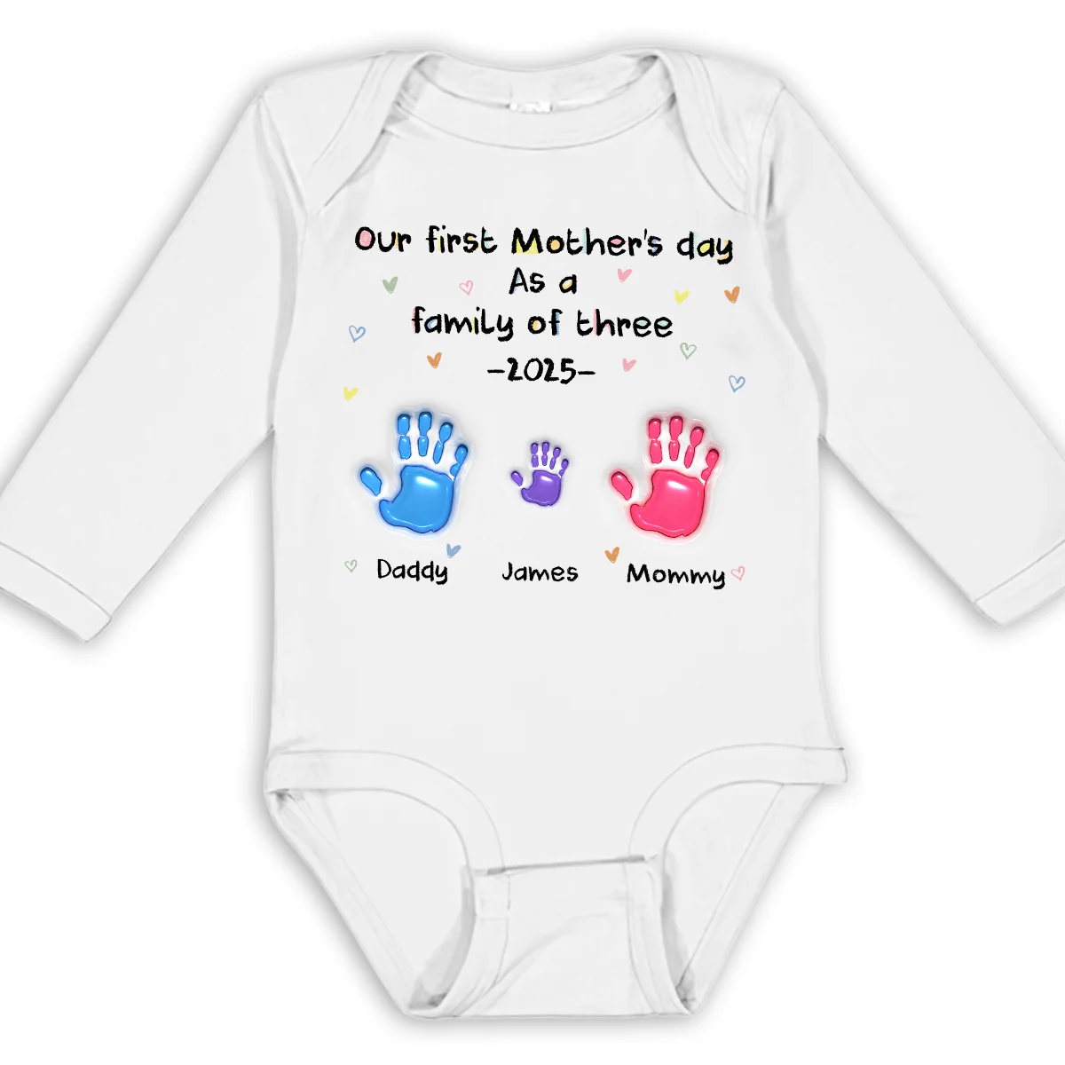 First Mother Day - Personalized Custom Long Sleeve Baby Onesie