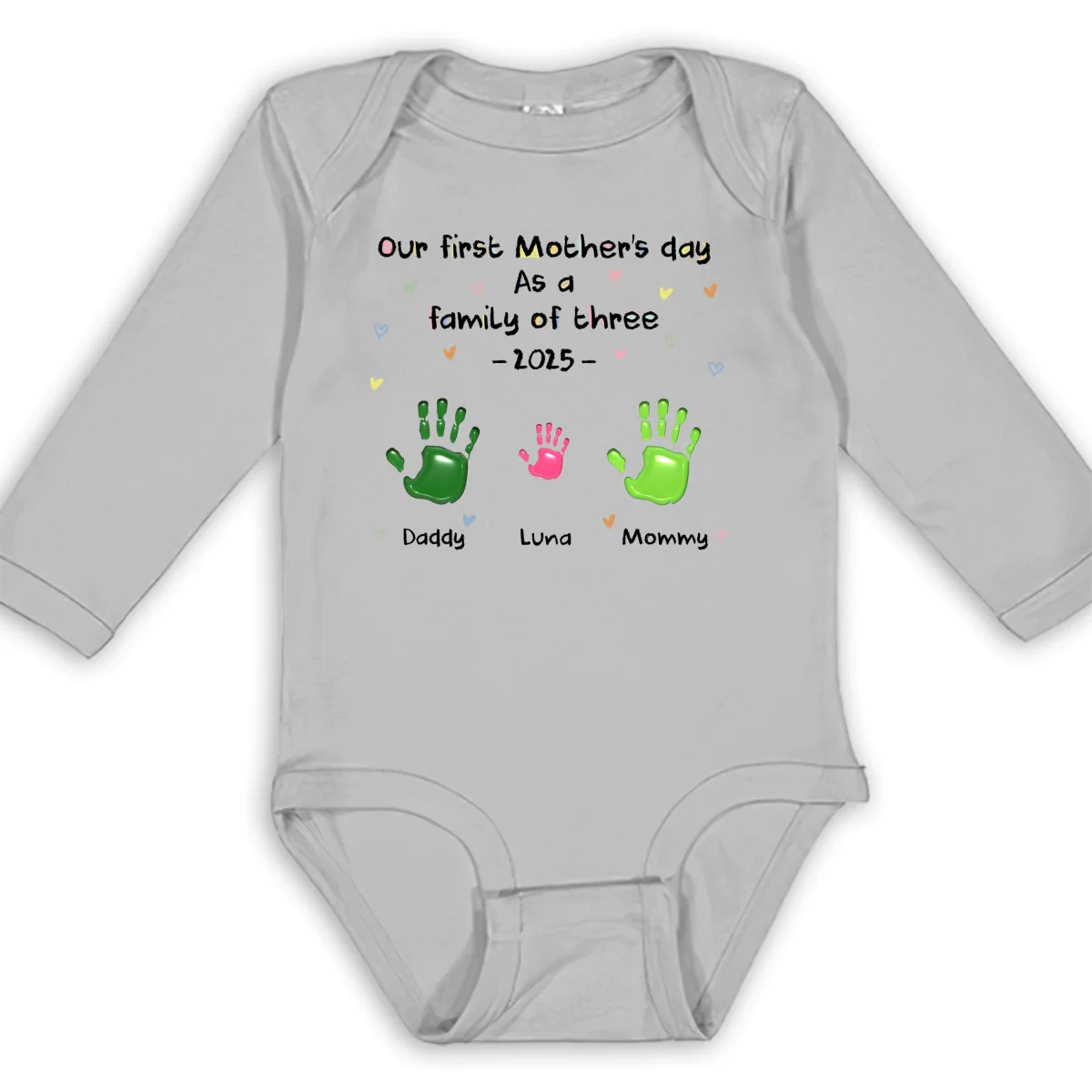 First Mother Day - Personalized Custom Long Sleeve Baby Onesie - Image 7