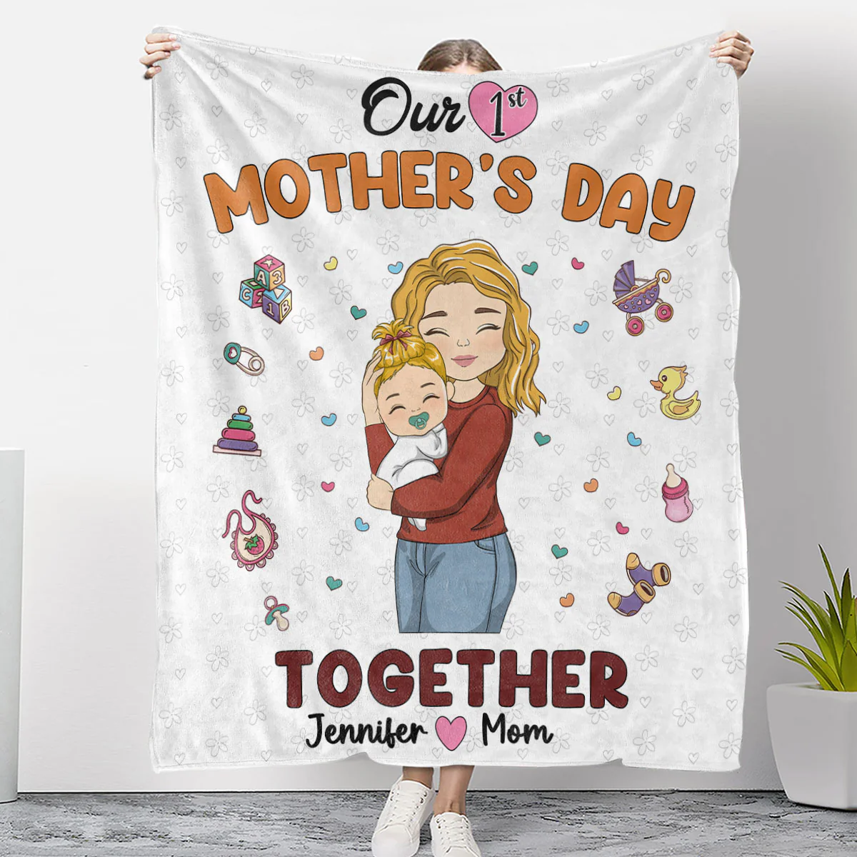 First Mother Day - Personalized Custom Fleece Blanket