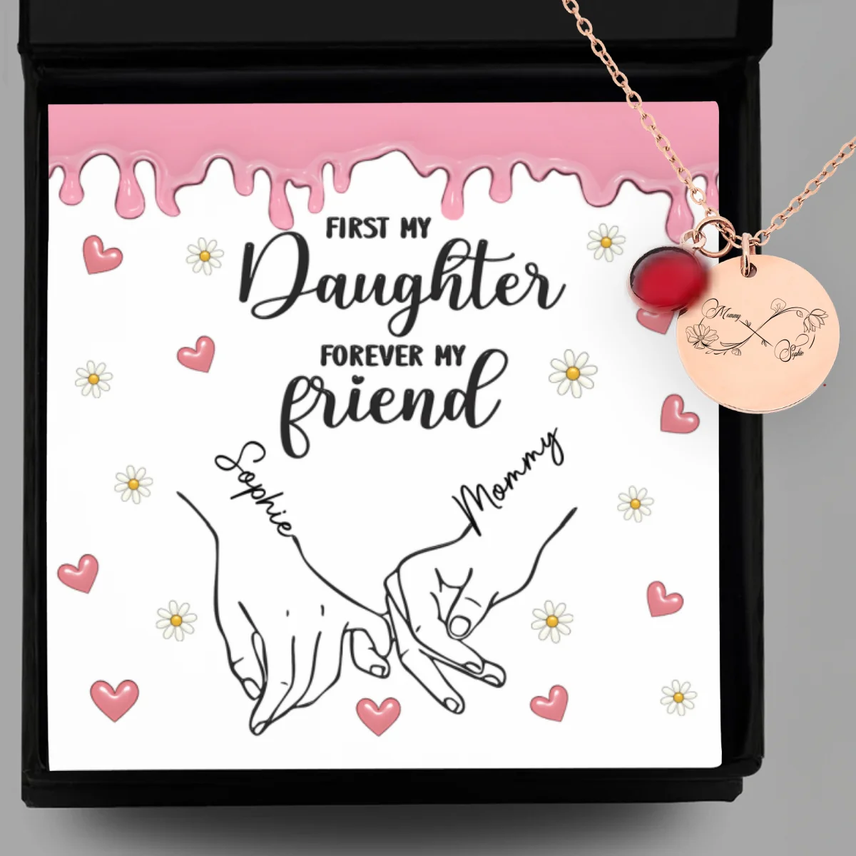 First My Daughter Forever My Friend - Personalized Custom Birthstone Necklace With Message Card - Image 8