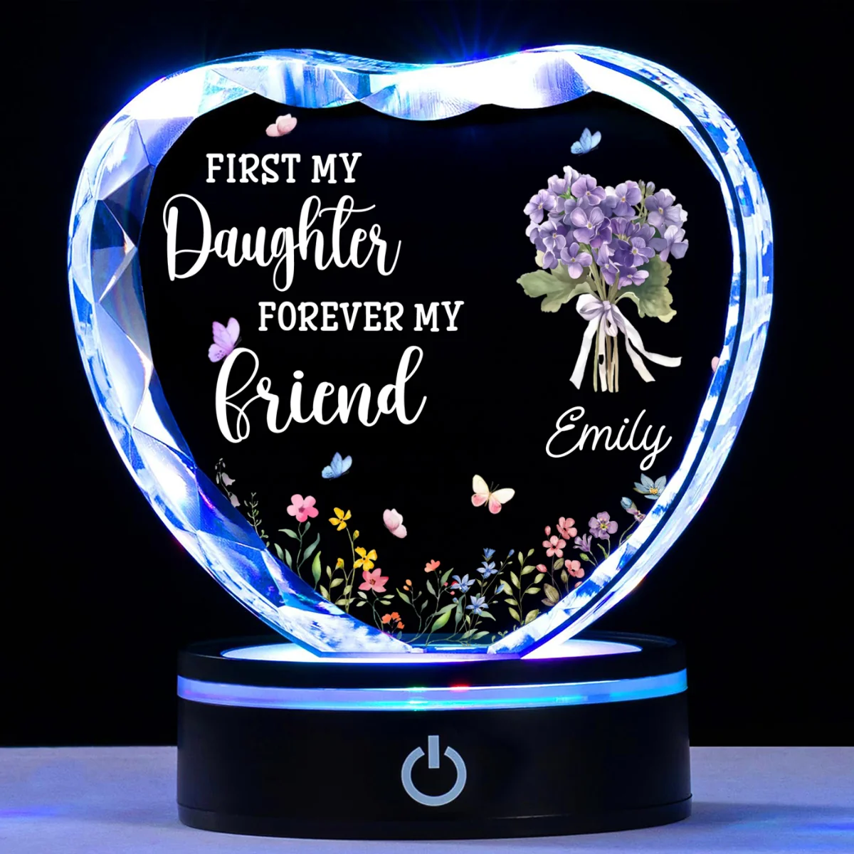 First My Daughter Forever My Friend - Personalized Custom Crystal Led Light - Image 8