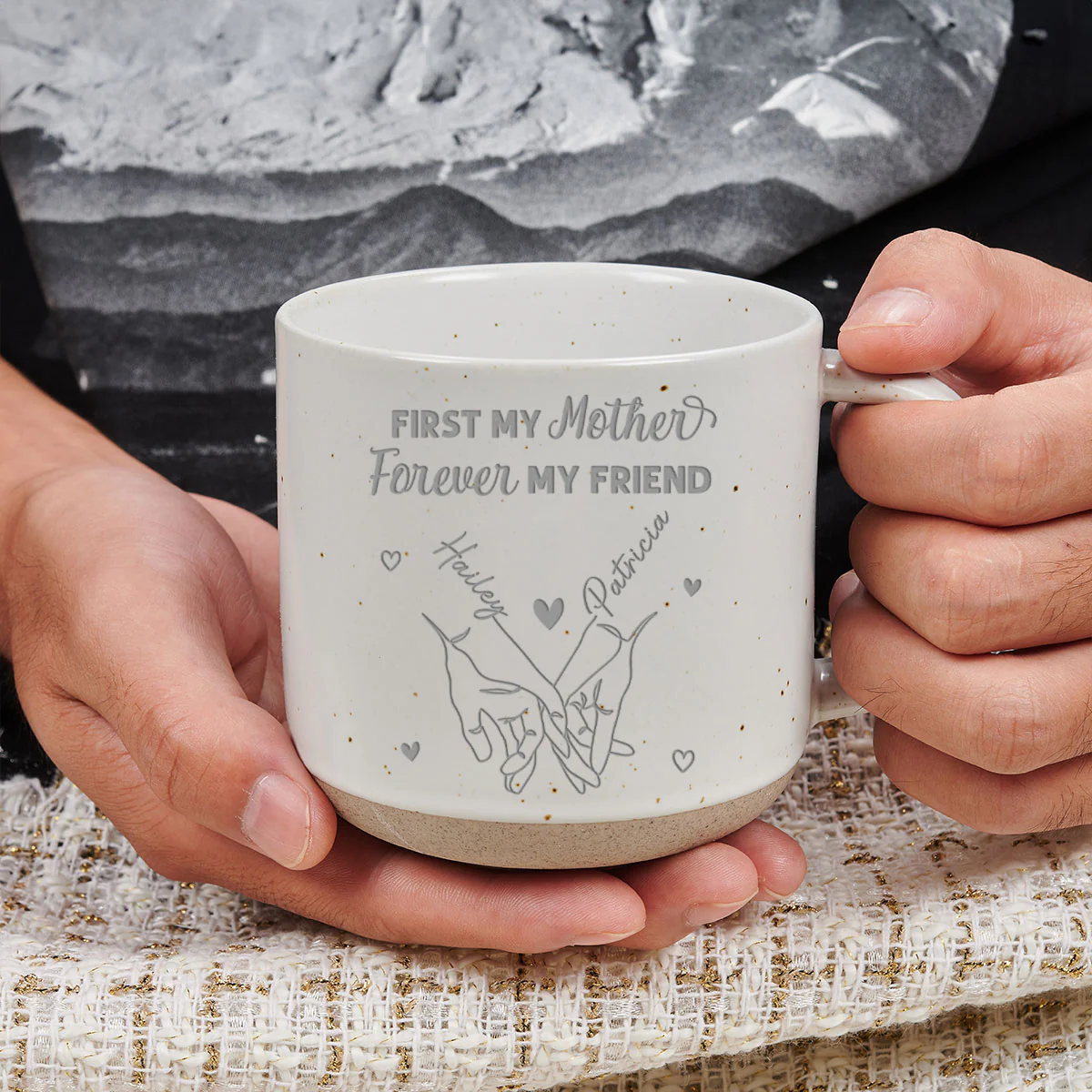 First My Daughter Forever My Friend - Personalized Custom Engraved Pottery Mug - Image 3