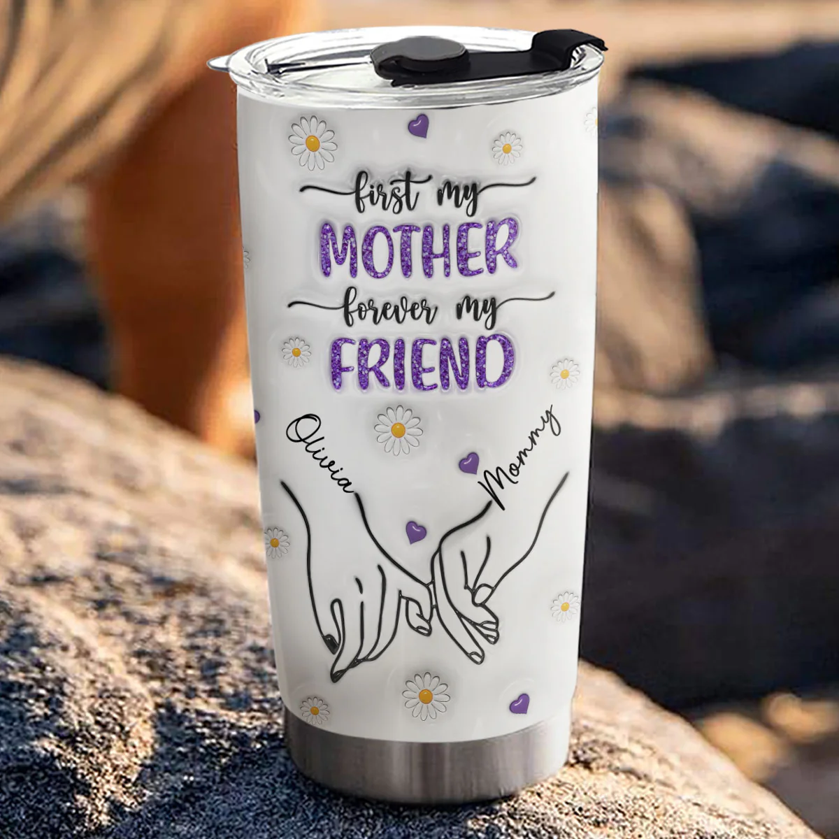 First My Granddaughter Forever My Friend - Personalized Custom 3D Inflated Effect Tumbler - Image 3