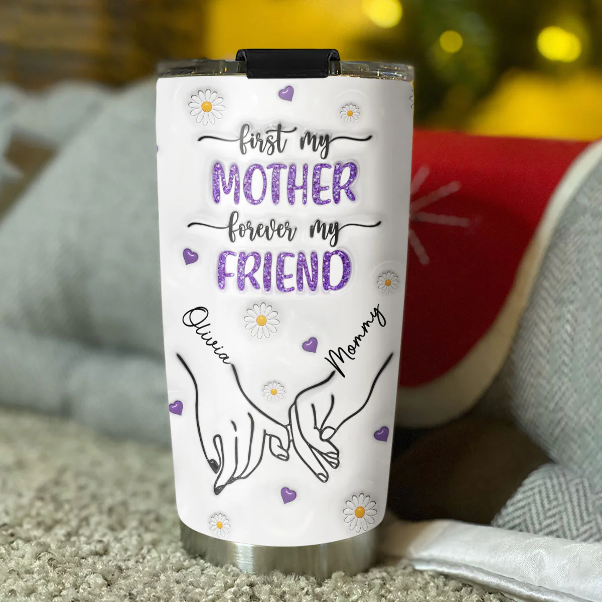First My Granddaughter Forever My Friend - Personalized Custom 3D Inflated Effect Tumbler - Image 4