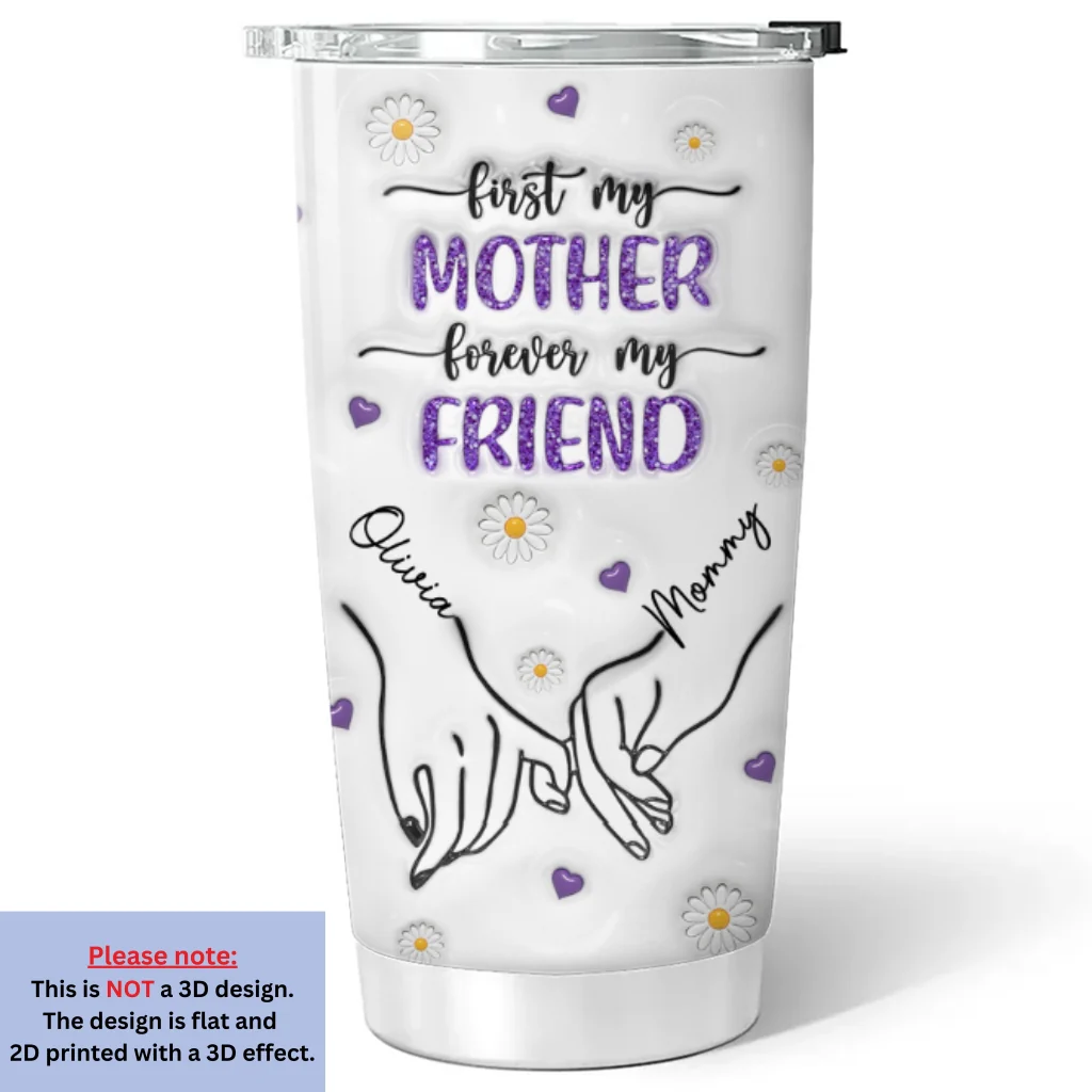 First My Granddaughter Forever My Friend - Personalized Custom 3D Inflated Effect Tumbler - Image 5