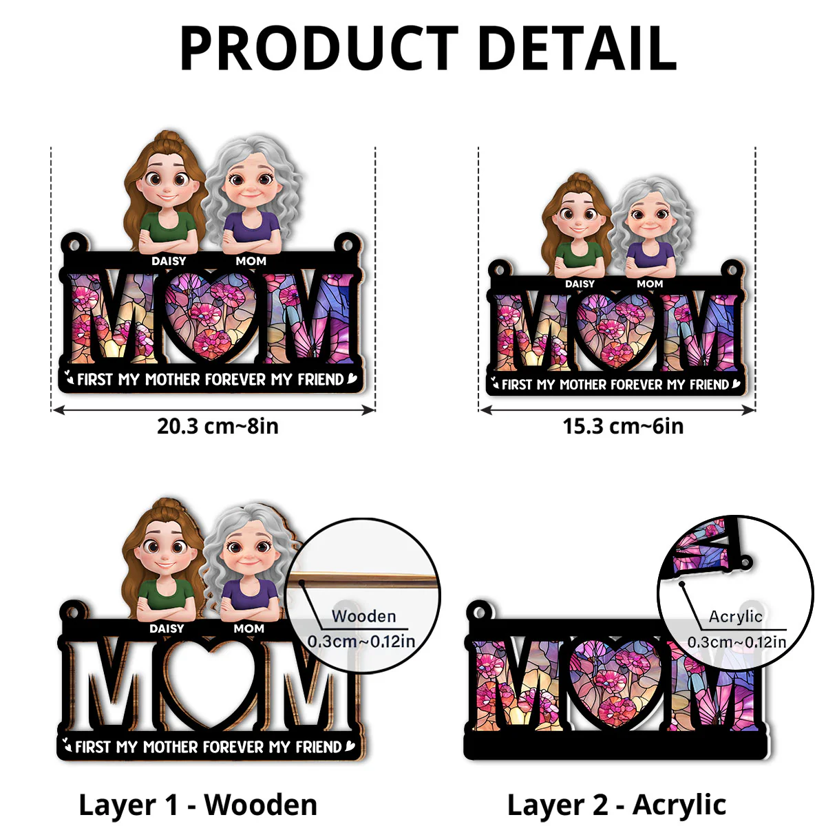 First My Mother Forever My Friend - Personalized Custom Suncatcher - Image 4