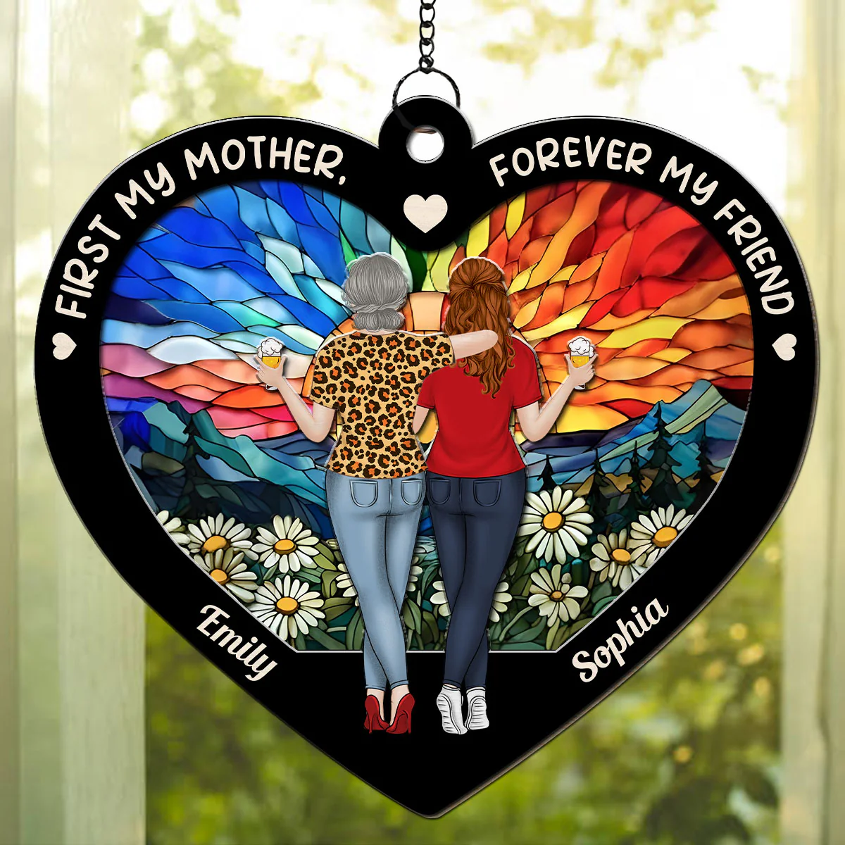 First My Mother, Forever My Friend - Personalized Custom Suncatcher - Image 2