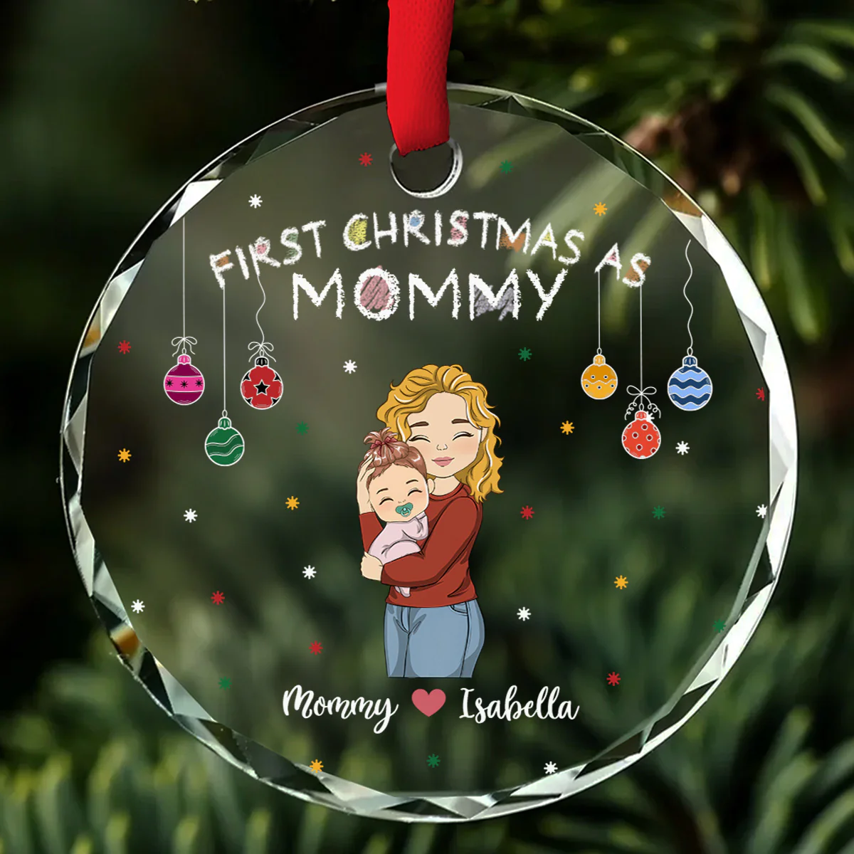 First Year As Mommy - Personalized Custom Glass Ornament