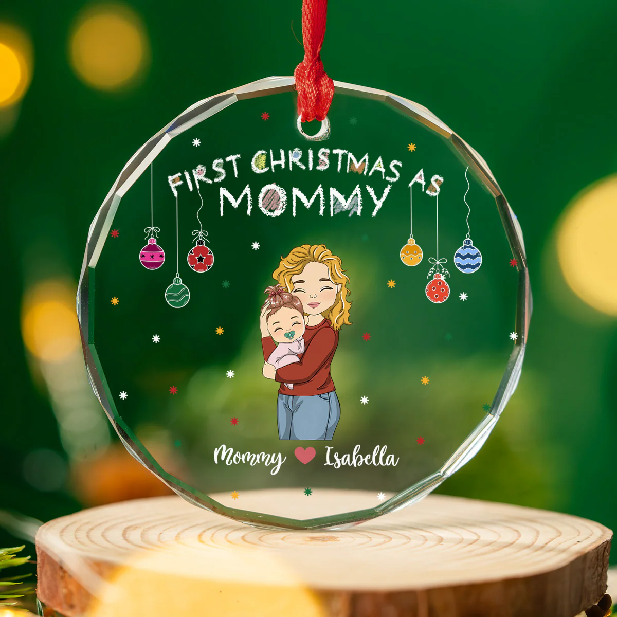 First Year As Mommy - Personalized Custom Glass Ornament - Image 3