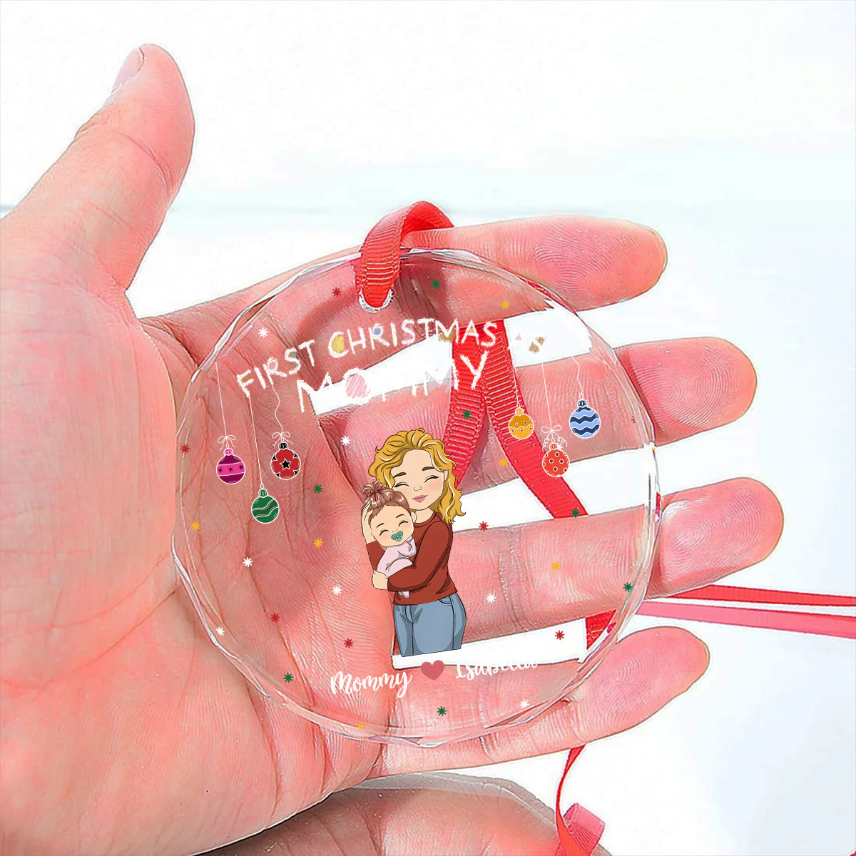 First Year As Mommy - Personalized Custom Glass Ornament - Image 4