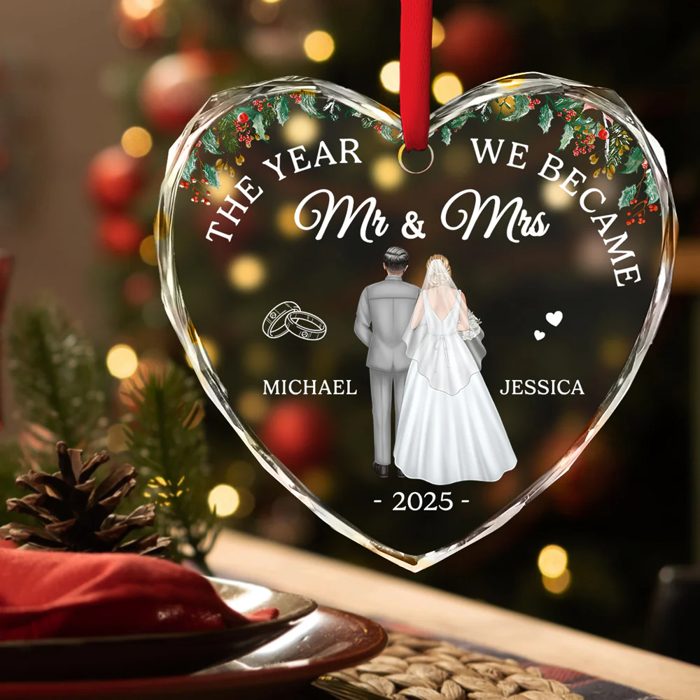 First Year As One - Personalized Custom Glass Ornament - Image 2