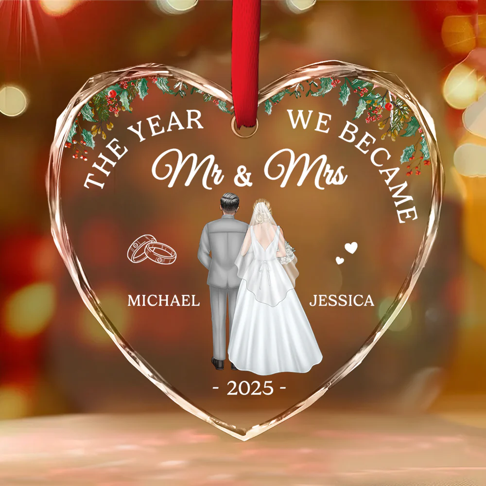 First Year As One - Personalized Custom Glass Ornament - Image 3