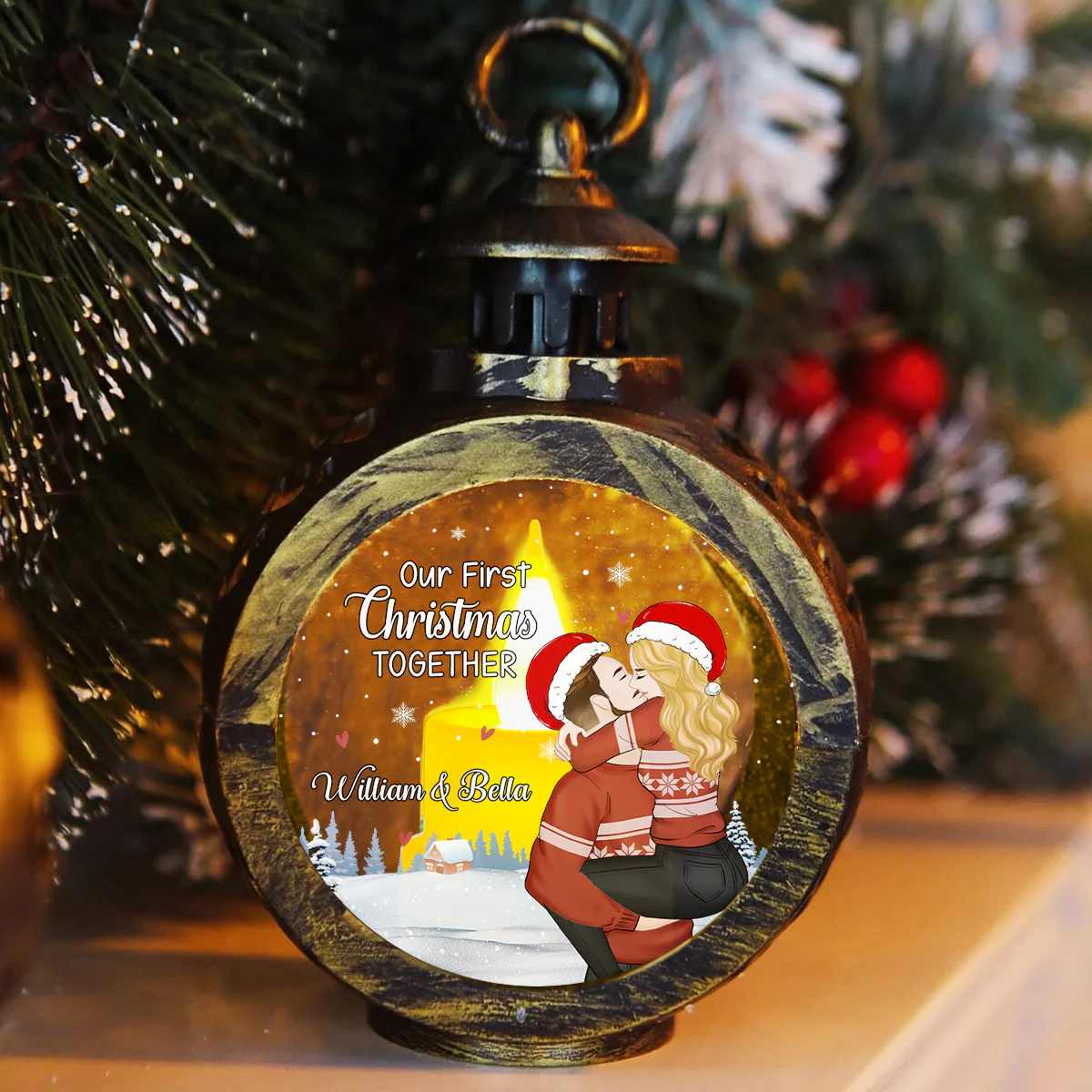First Year Together - Personalized Custom Christmas Lantern - Image 2