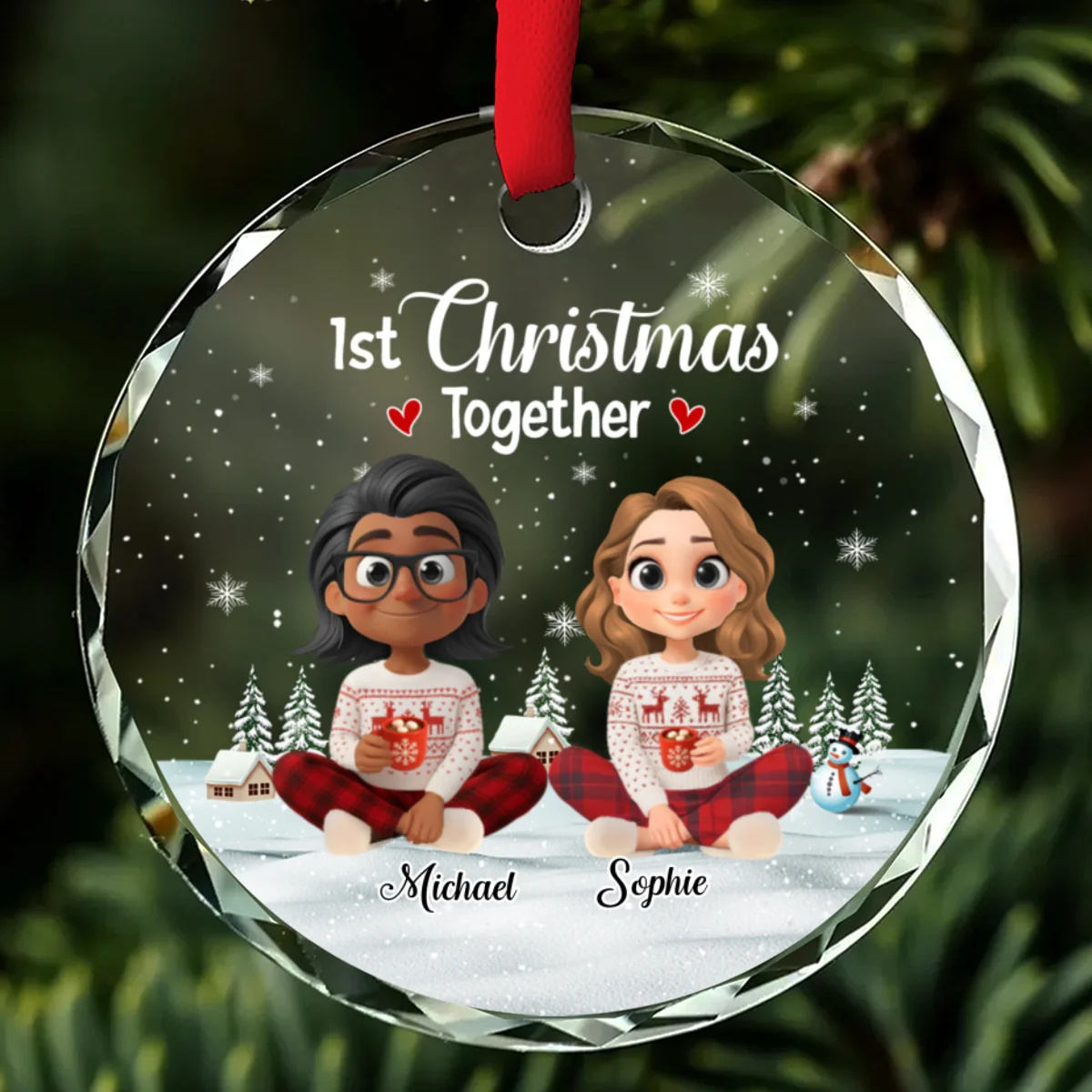 First Year Together - Personalized Custom Glass Ornament - Image 7