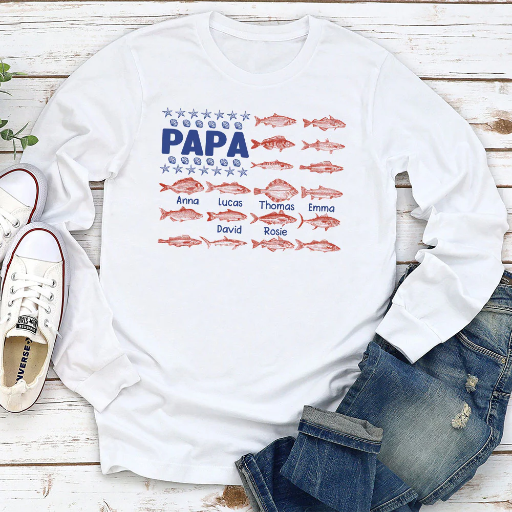 Fish and Sea Shells Papa - Personalized Custom Shirt - Image 6