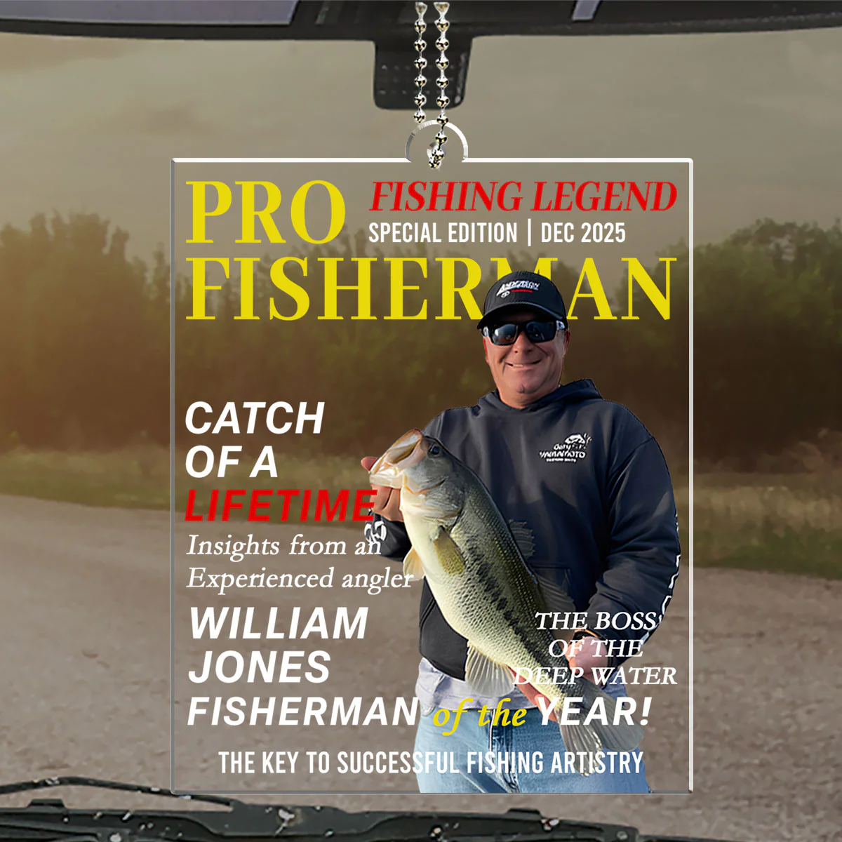 Fisherman Of The Year - Personalized Custom Car Ornament - Image 5
