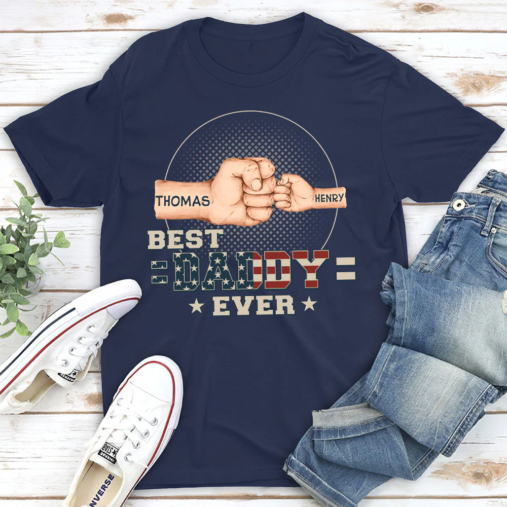 Fist Bump Best Dad Ever - Personalized Custom Shirt - Image 3