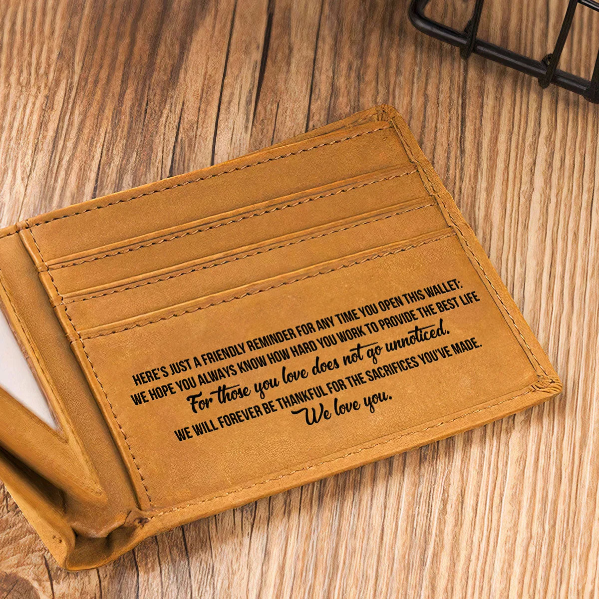 Fist Bump Dad - Personalized Custom Men Leather Wallet - Image 4