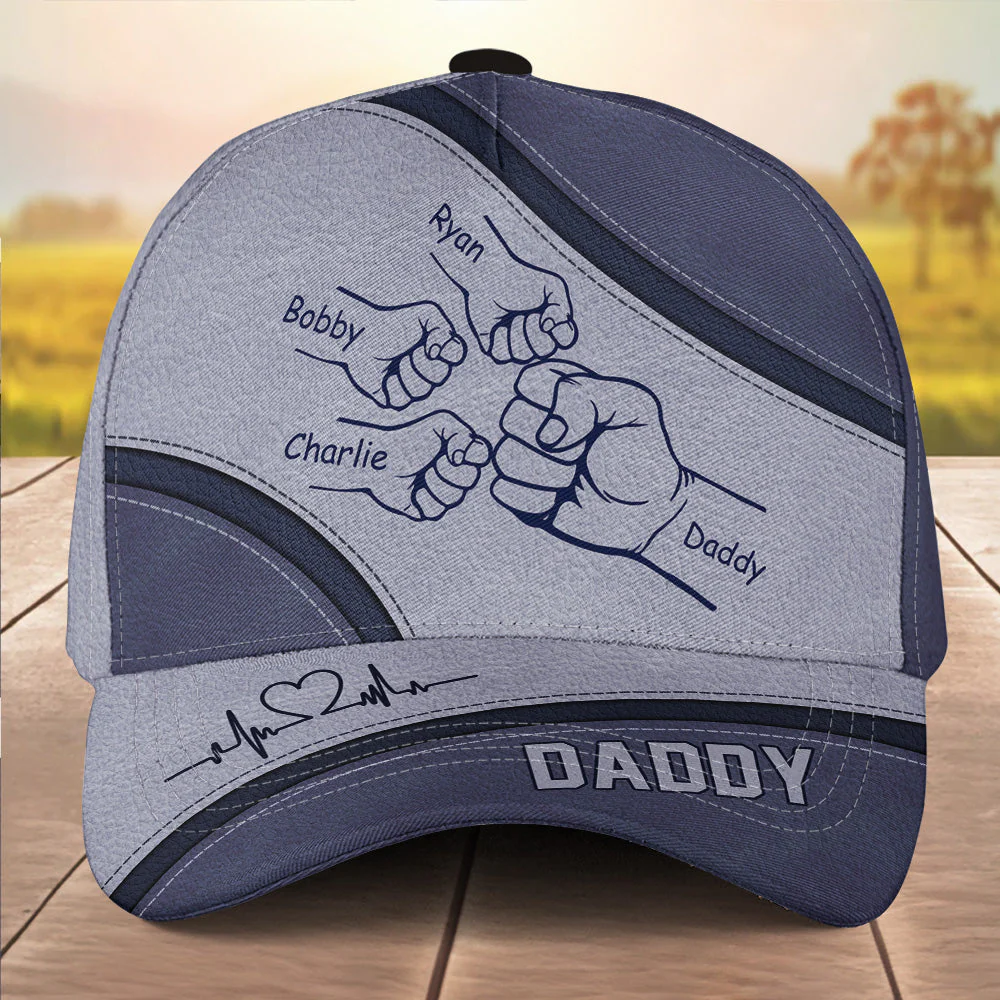 Fist Bump Daddy Grandpa - Personalized Classic Cap - Image 2