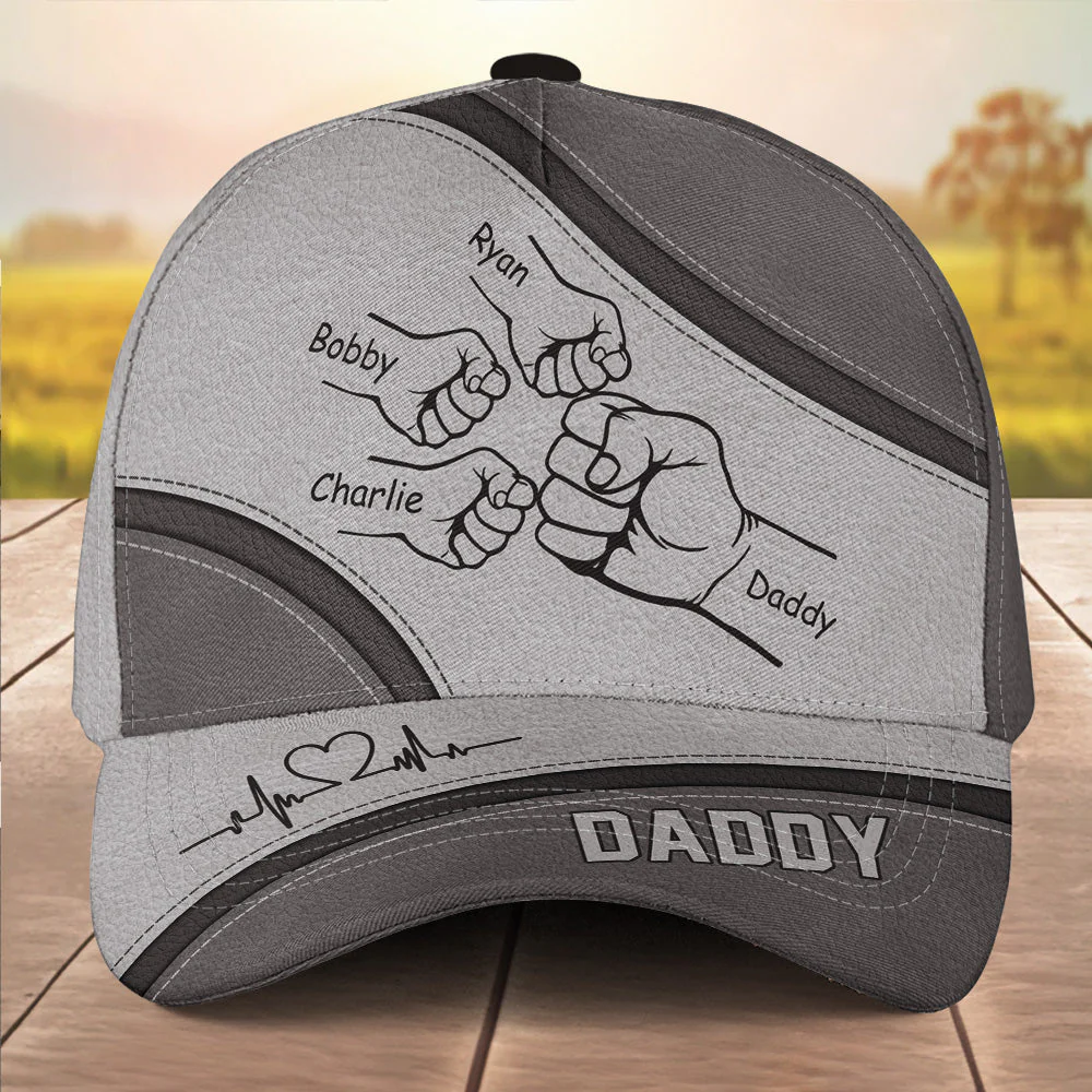 Fist Bump Daddy Grandpa - Personalized Classic Cap - Image 5