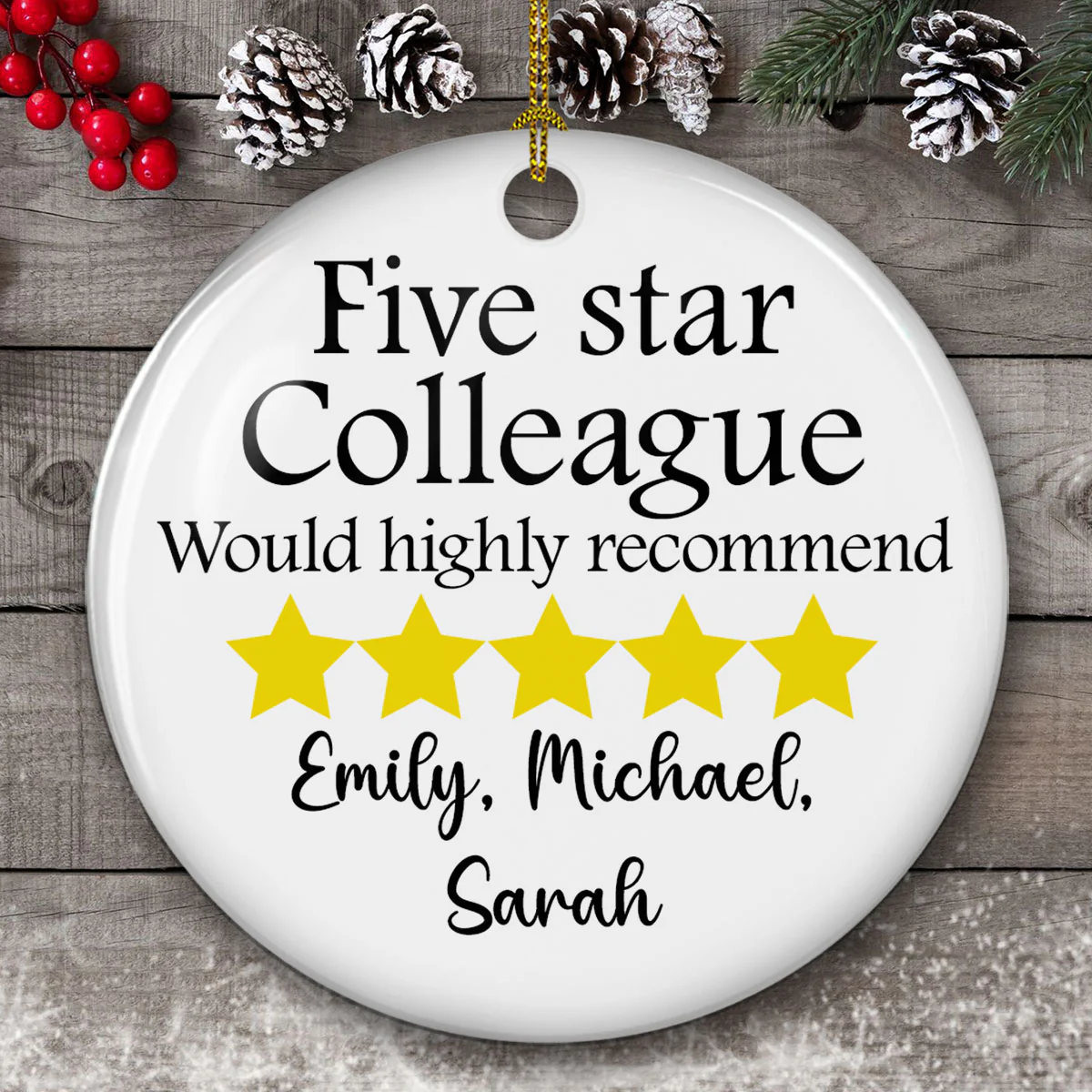 Five Star Colleague - Personalized Custom Ceramic Ornament - Image 4
