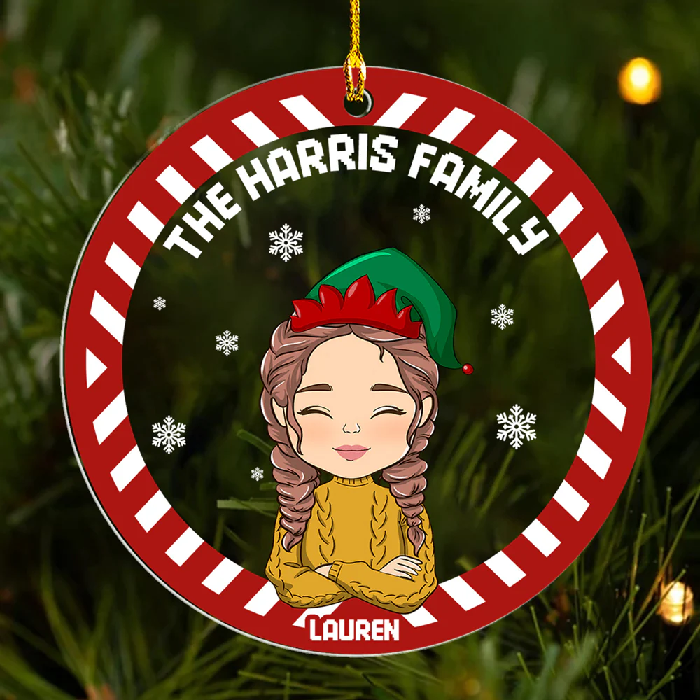 Flat Art Family Sweater Pattern - Personalized Custom Acrylic Ornament - Image 5