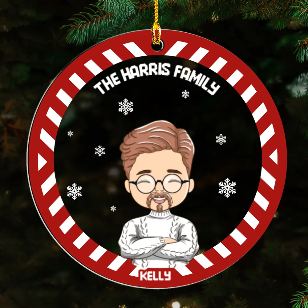 Flat Art Family Sweater Pattern - Personalized Custom Acrylic Ornament - Image 6
