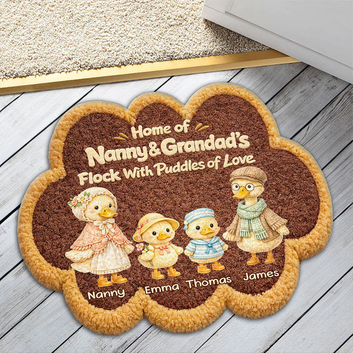 Flock Of Grandma - Personalized Custom Doormat - Image 2