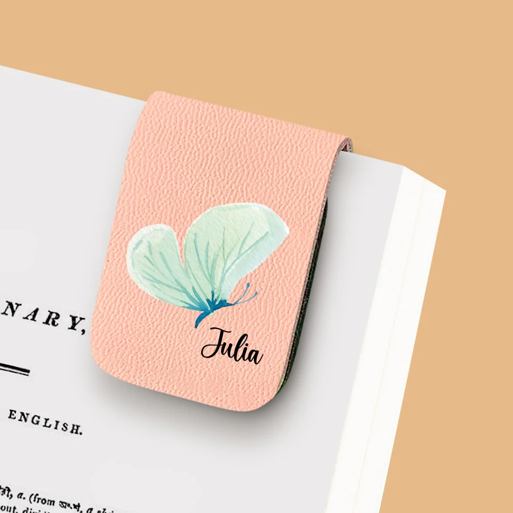 Floral Butterfly - Personalized Custom Leather Bookmark - Image 11