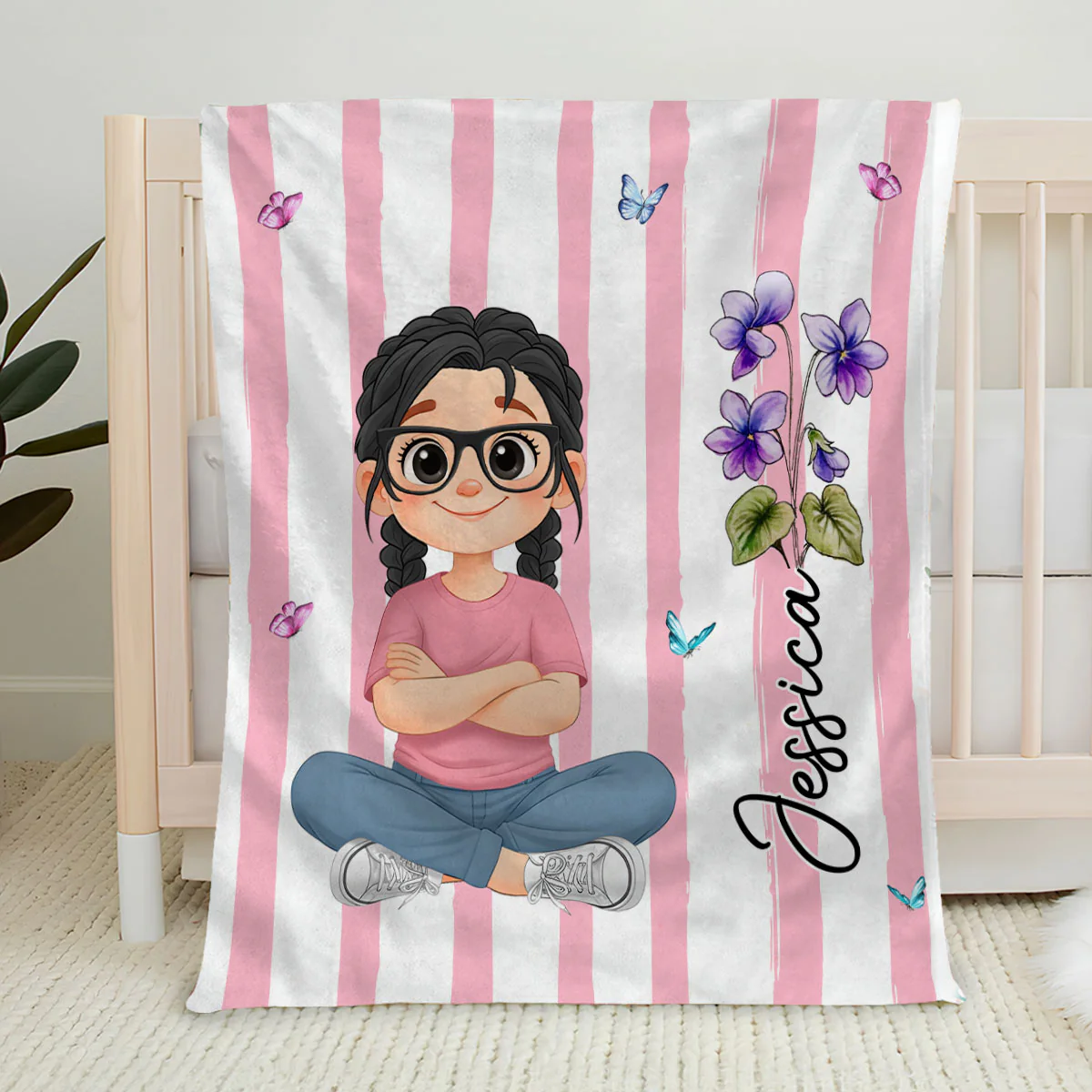 Floral Child - Personalized Custom Fleece Blanket - Image 5