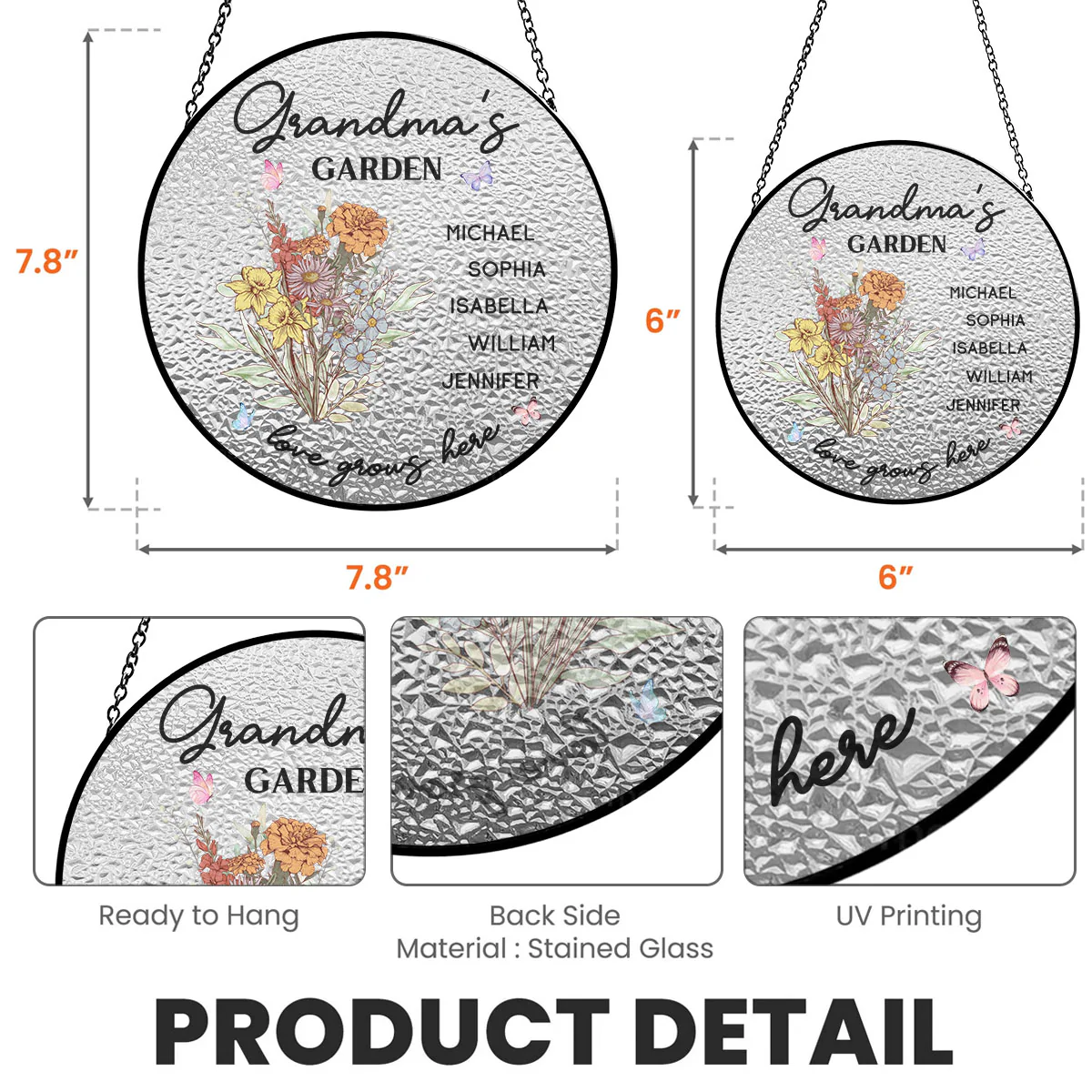 Floral Garden - Personalized Custom Window Hanging Suncatcher - Image 5