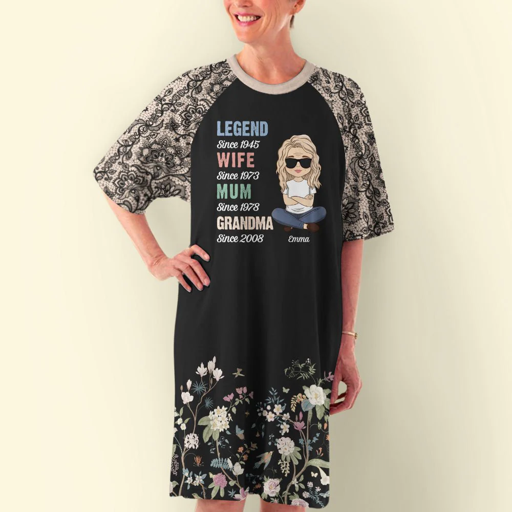 Floral Legend Grandma - Personalized Custom 3/4 Sleeve Dress - Image 4