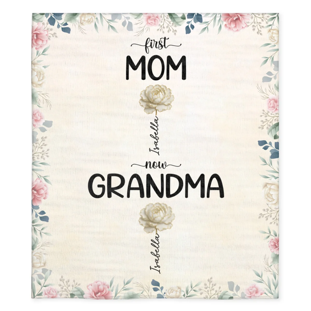 Floral Lovely Grandma - Personalized Custom Fleece Blanket - Image 6