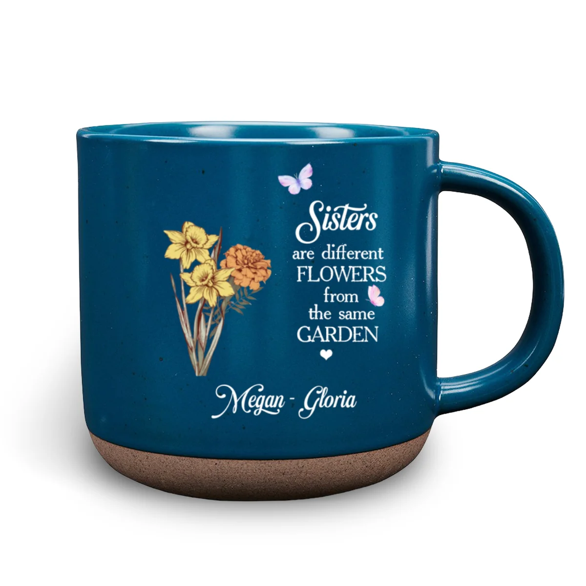 Floral Sisters Forever - Personalized Custom Pottery Mug - Image 6