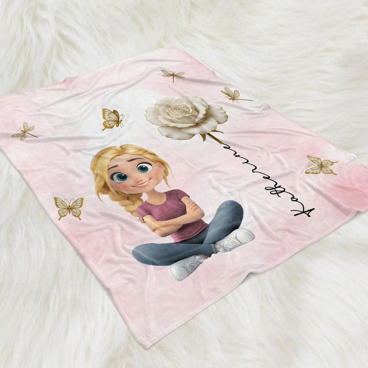 Floral Soul - Personalized Custom Fleece Blanket - Image 2
