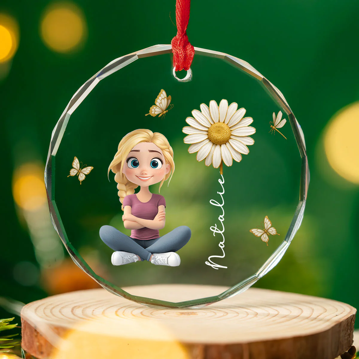 Floral Soul - Personalized Custom Glass Ornament - Image 2