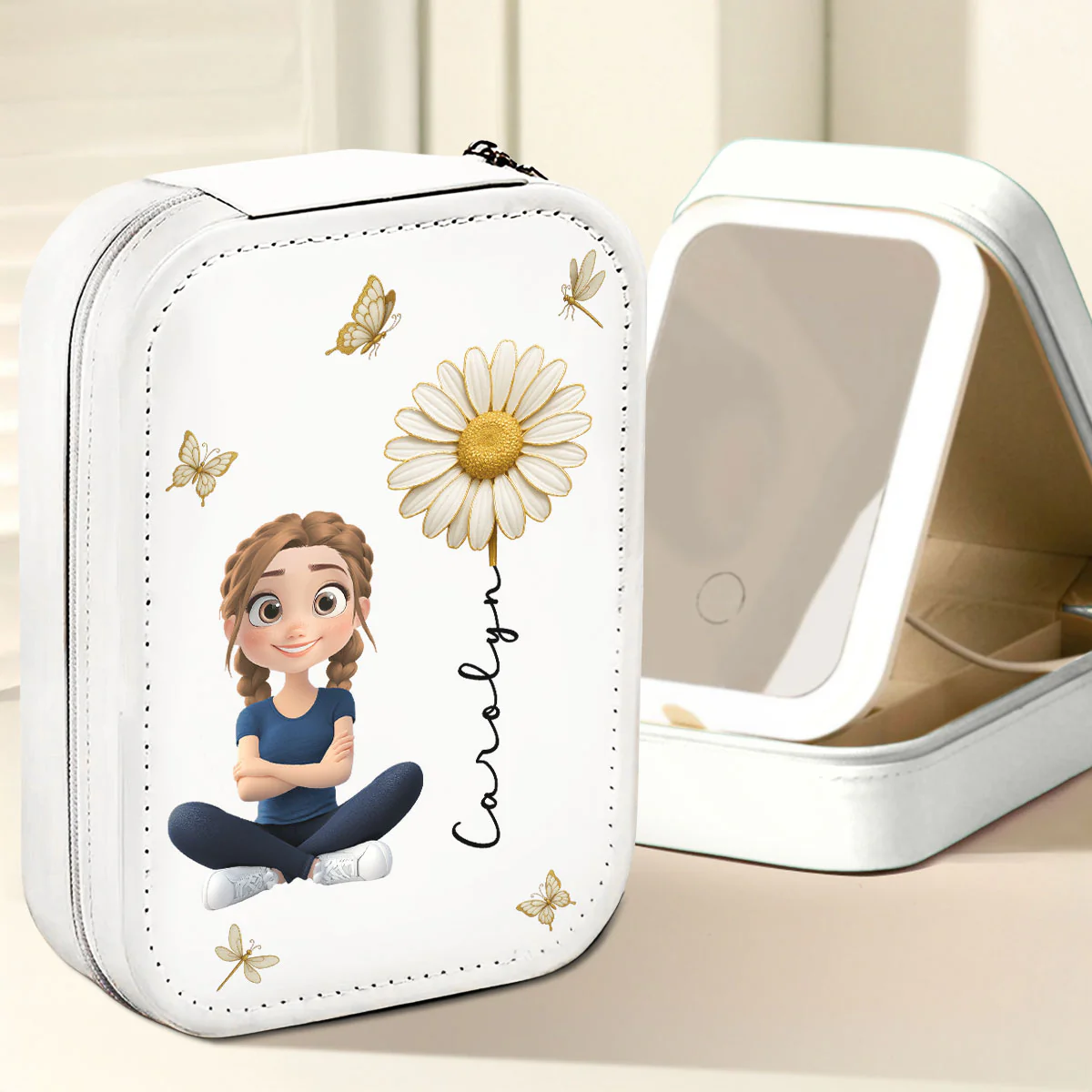Floral Soul - Personalized Custom Jewelry Box With LED Mirror - Image 5