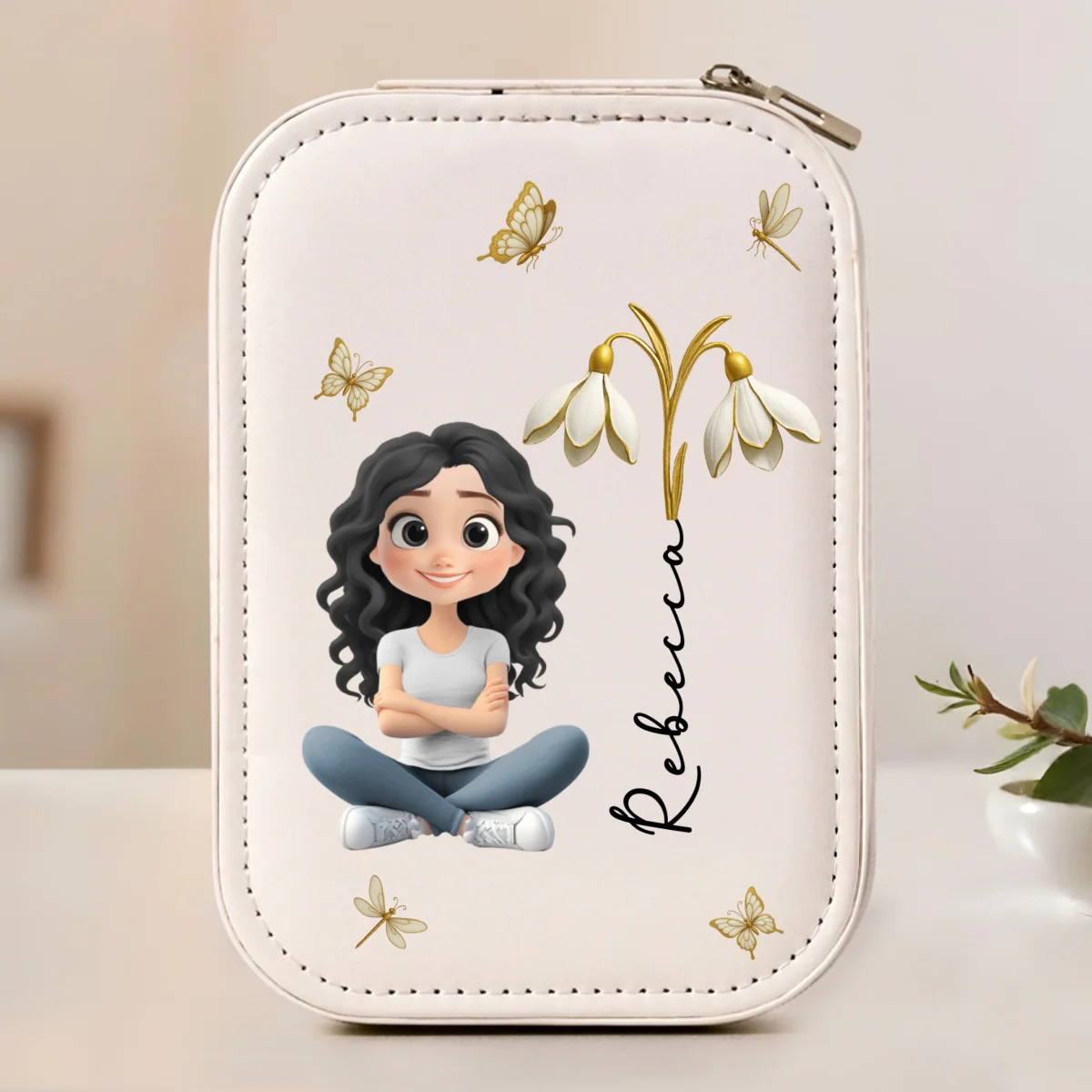 Floral Soul - Personalized Custom Jewelry Box With LED Mirror - Image 9
