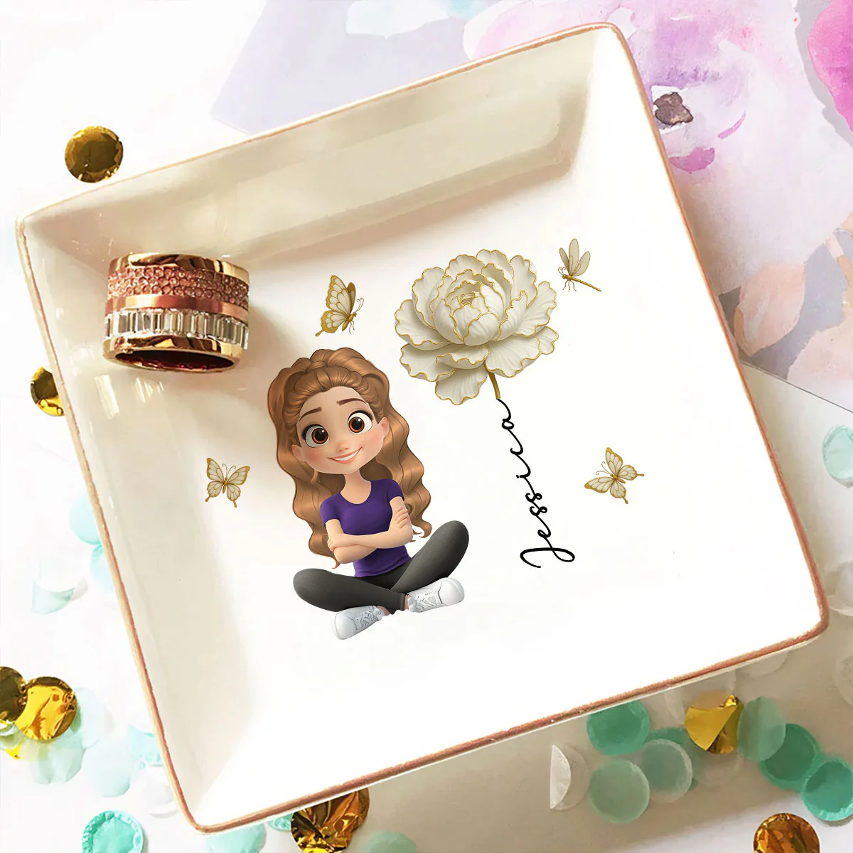 Floral Soul - Personalized Custom Jewelry Dish - Image 4