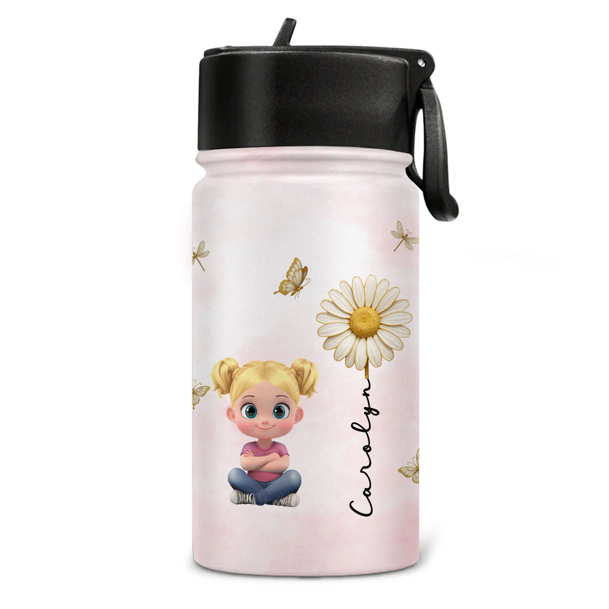 Floral Soul - Personalized Custom Kids Water Bottle