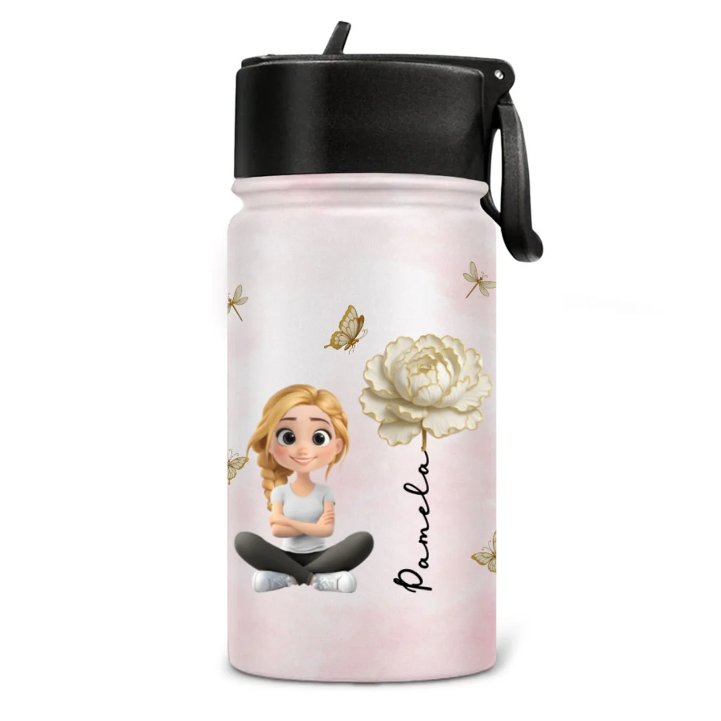 Floral Soul - Personalized Custom Kids Water Bottle - Image 6