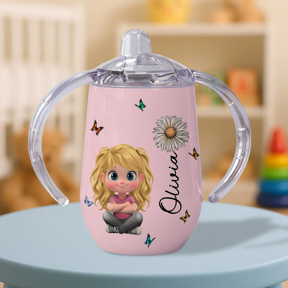 Floral Soul - Personalized Custom Sippy Cup With Handles