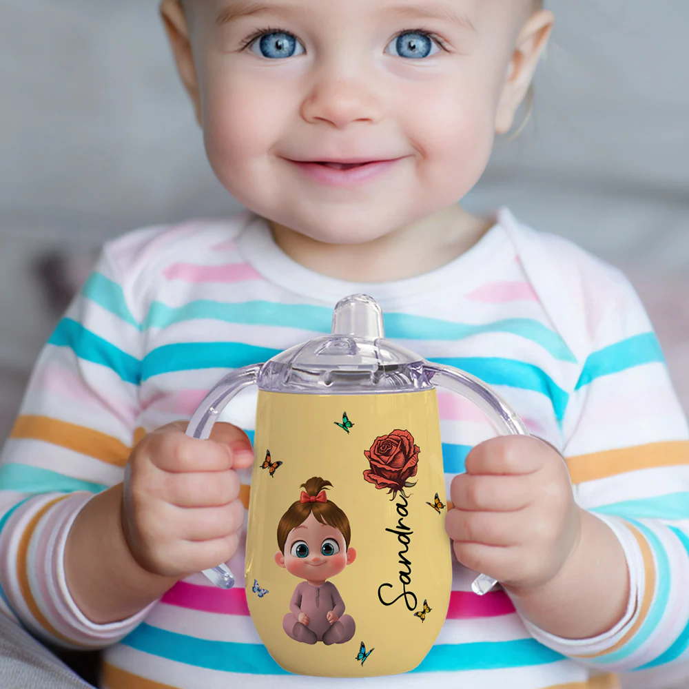 Floral Soul - Personalized Custom Sippy Cup With Handles - Image 2