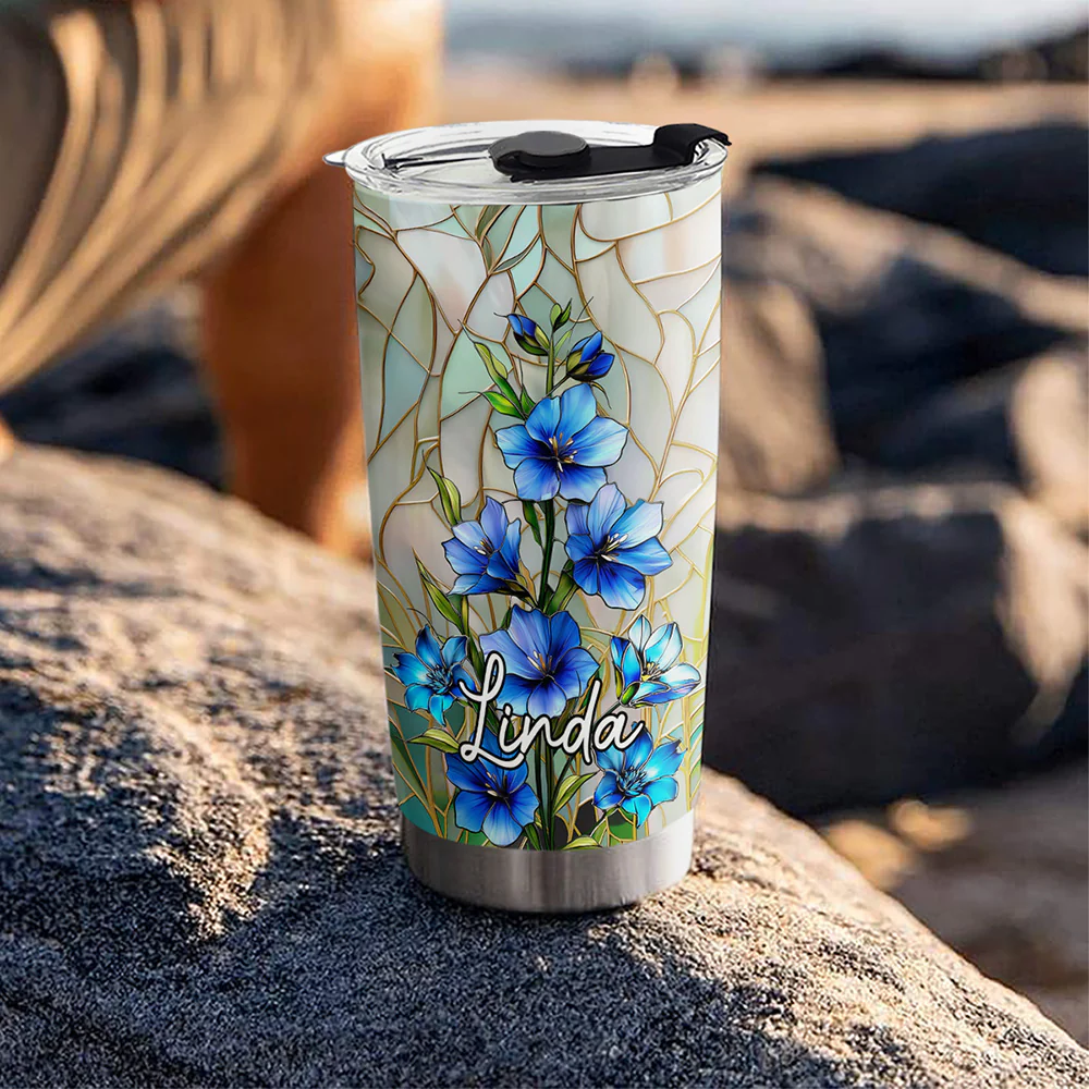 Floral Stained - Personalized Custom Tumbler - Image 4